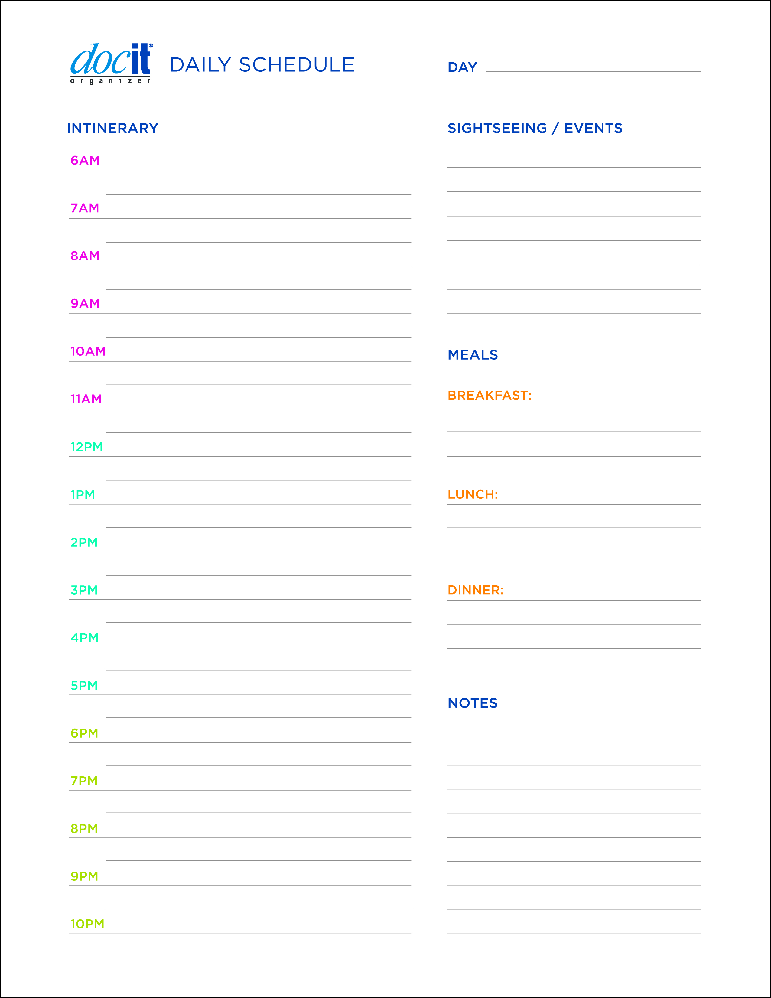 organized vacation planning - daily vacation schedule
