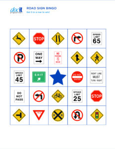 Road Trip Activities for Kids - Road Sign Bingo