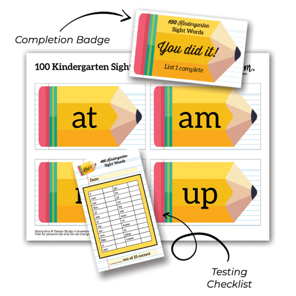 100 Kindergarten Sight Words Printable Flash Cards - Paris Corporation