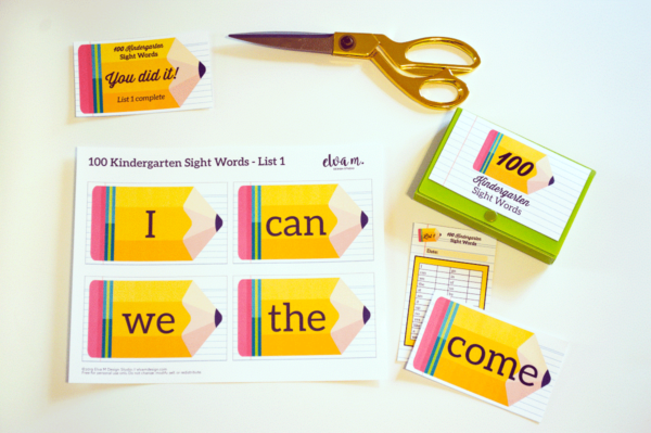 100 Kindergarten Sight Words Printable Flash Cards - Paris Corporation
