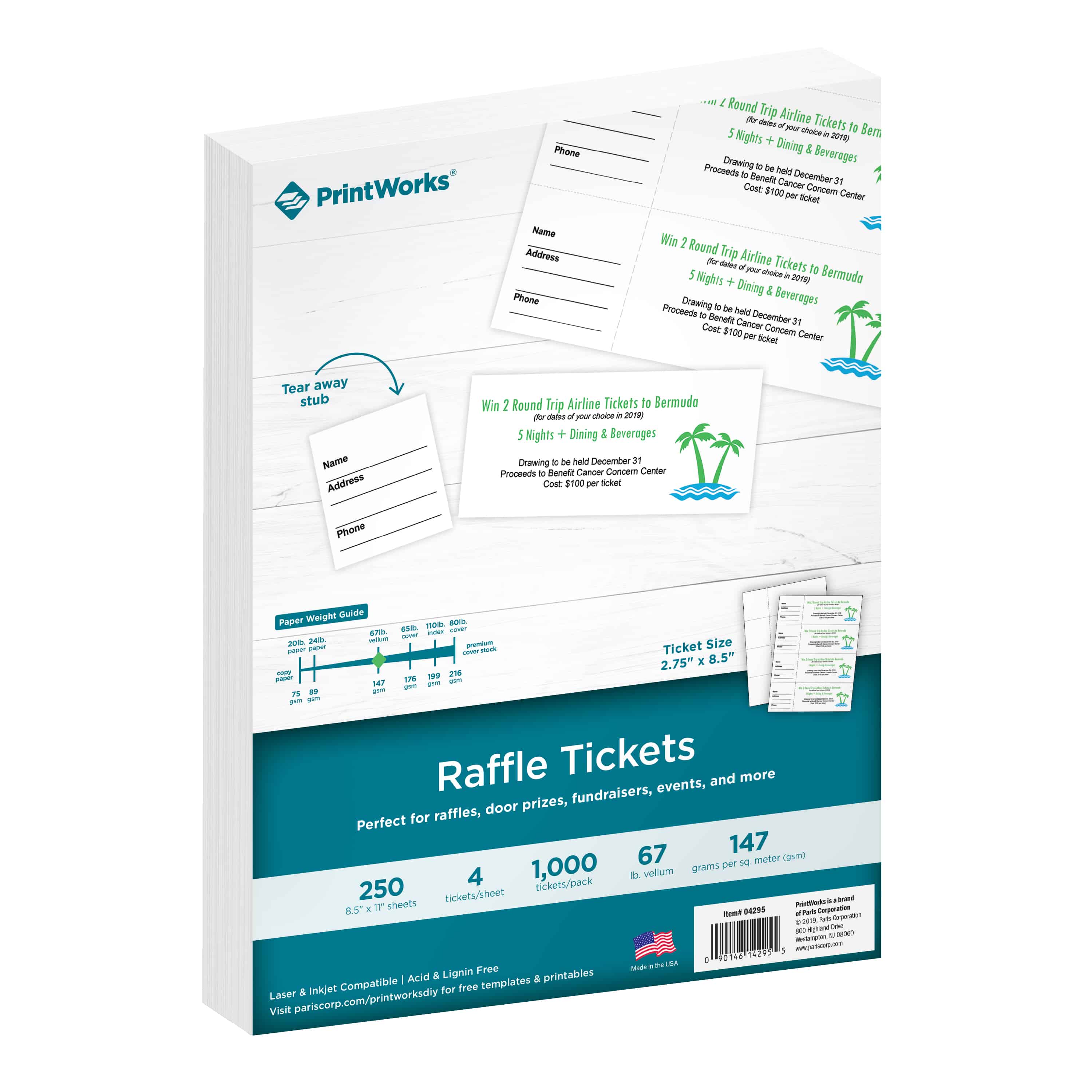 Printable Raffle Tickets & Postcards by PrintWorks Paris Corporation