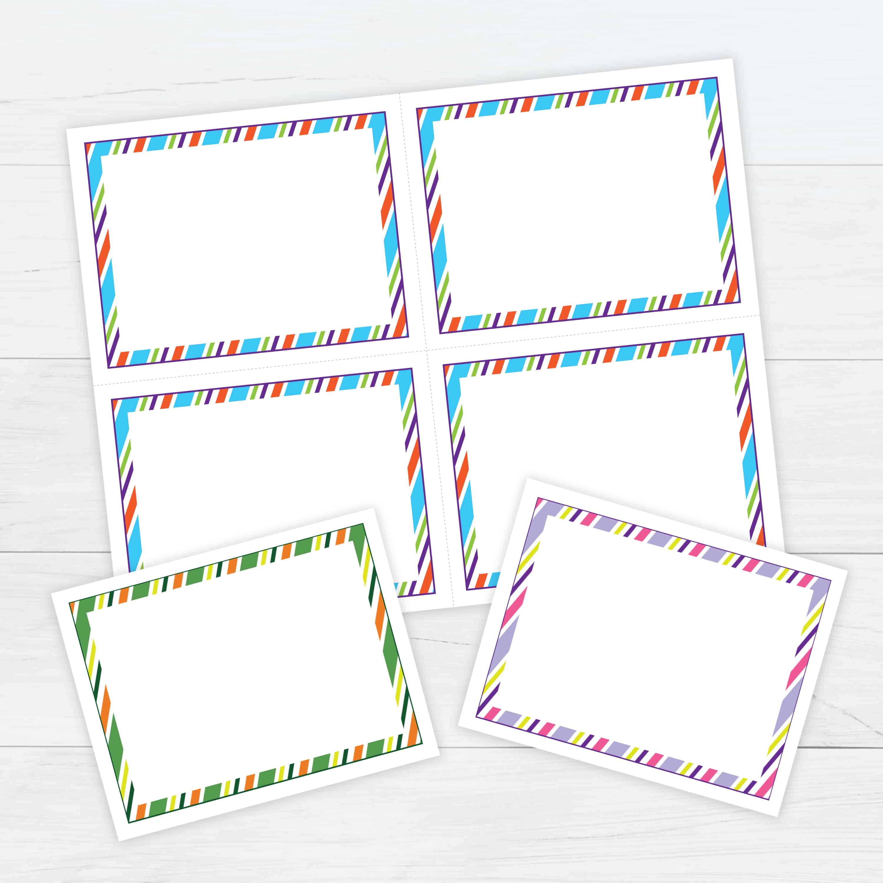 Stripes Bordered Flash cards Template - Free Printable Download For Cue Card Template