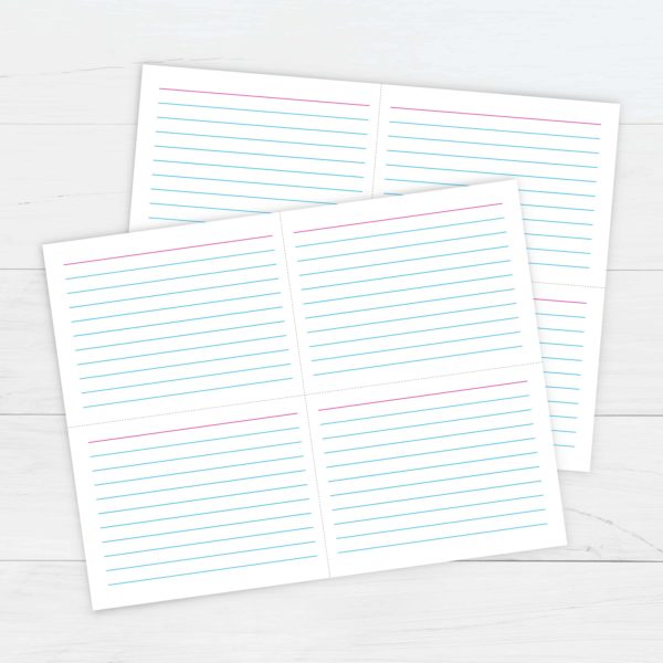 ruled index cards template