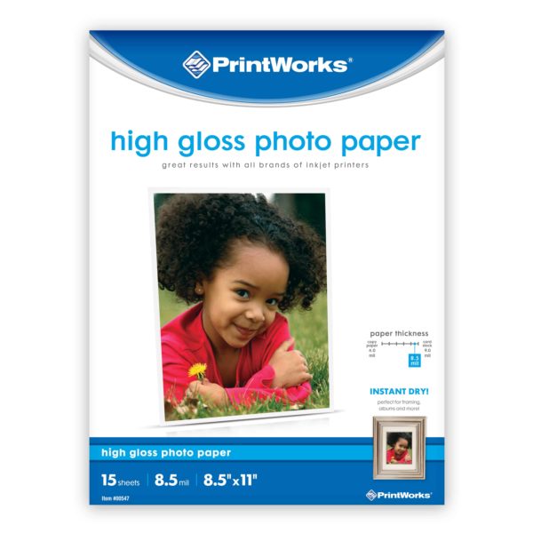 High gloss photo paper, photo paper, gloss, prints, photo print, PrintWorks, 8.5" x 11", 8.5" x 11" photo paper