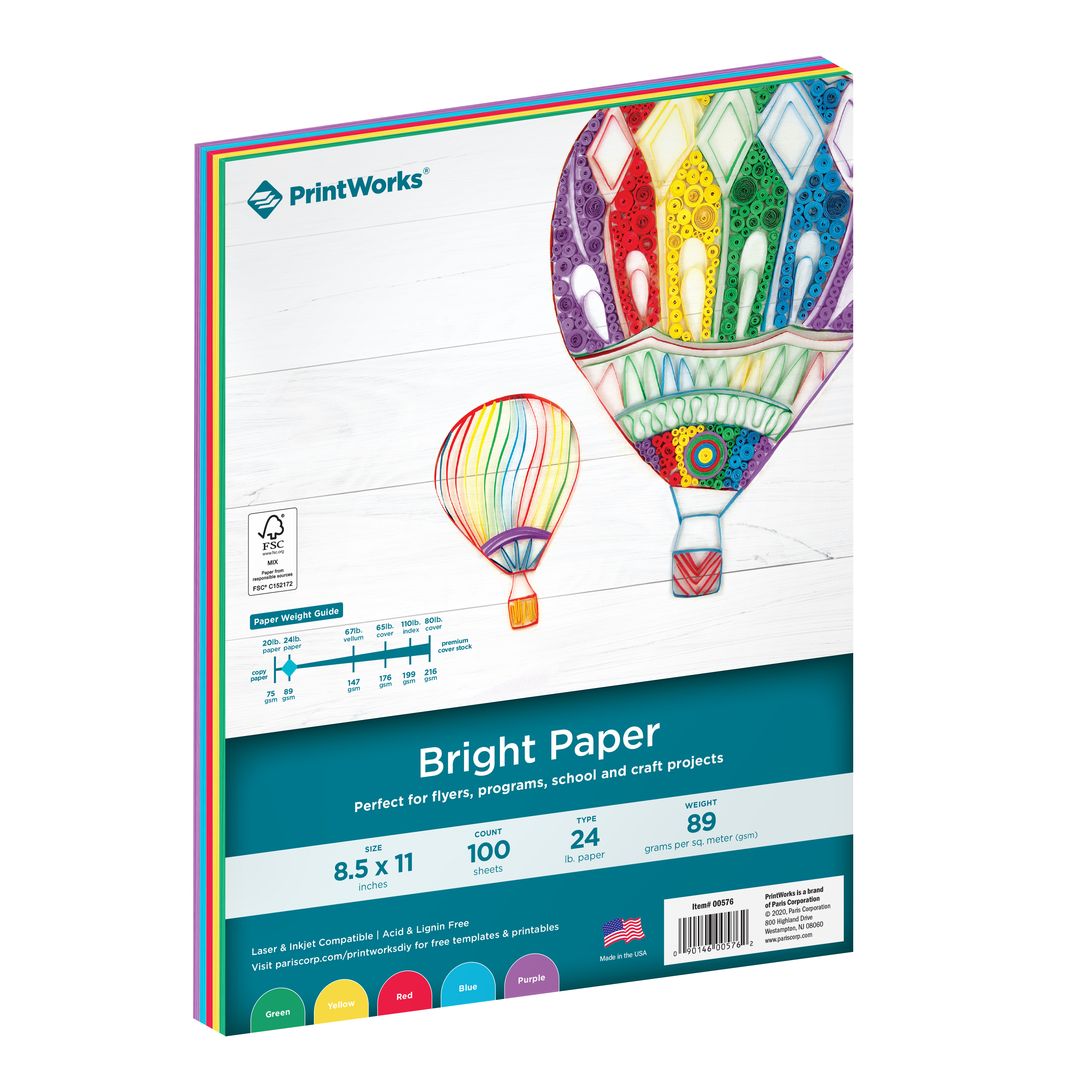 Printworks White Cardstock 96 Bright 67 lb 00540 SFI Certified Perfect for School and Craft Projects 100 Sheets 8.5 x 11 Inch 