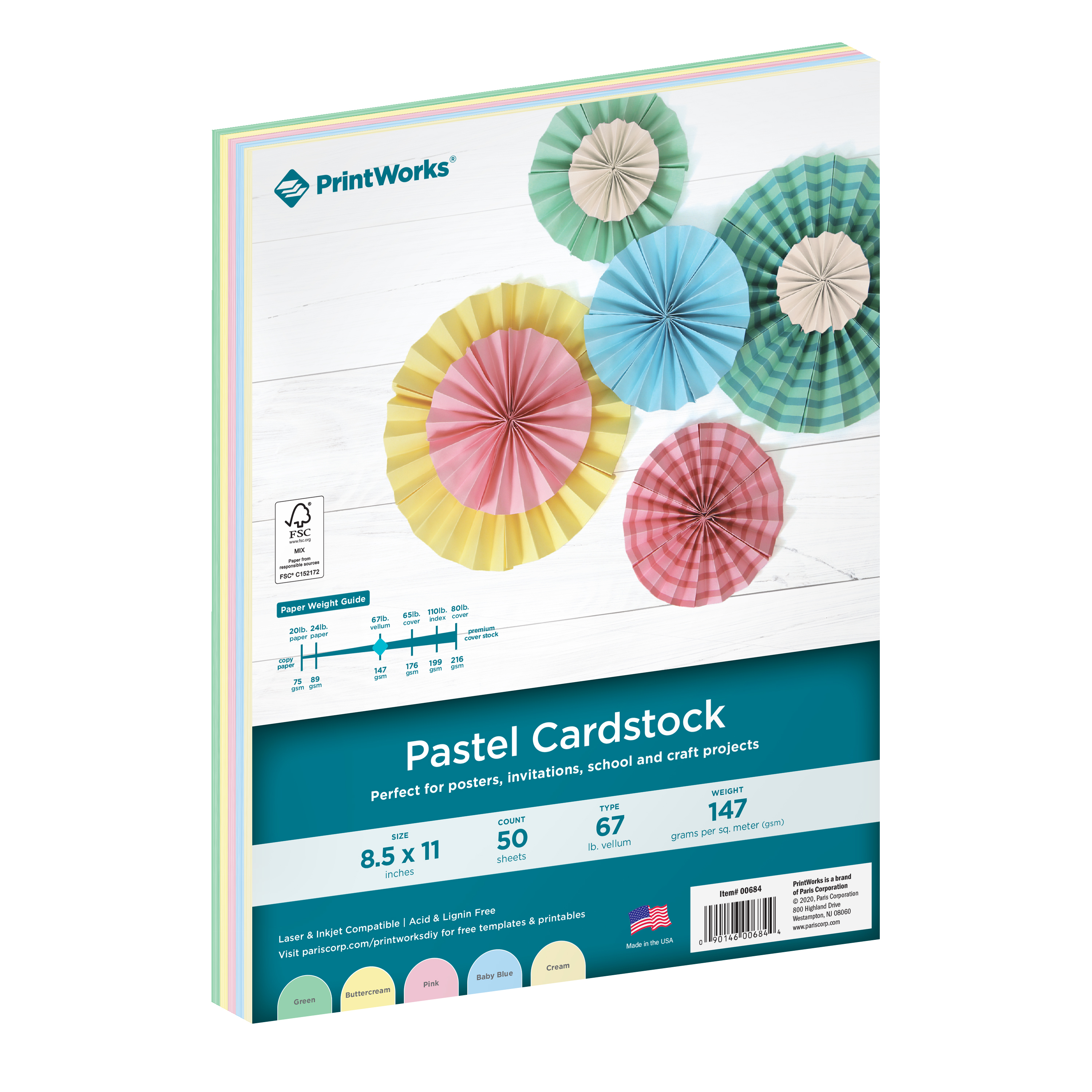 PrintWorks Pastel Cardstock