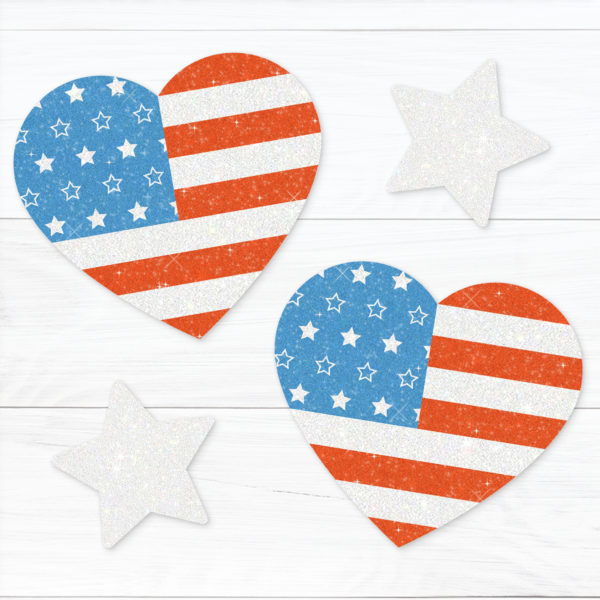 American flag hearts