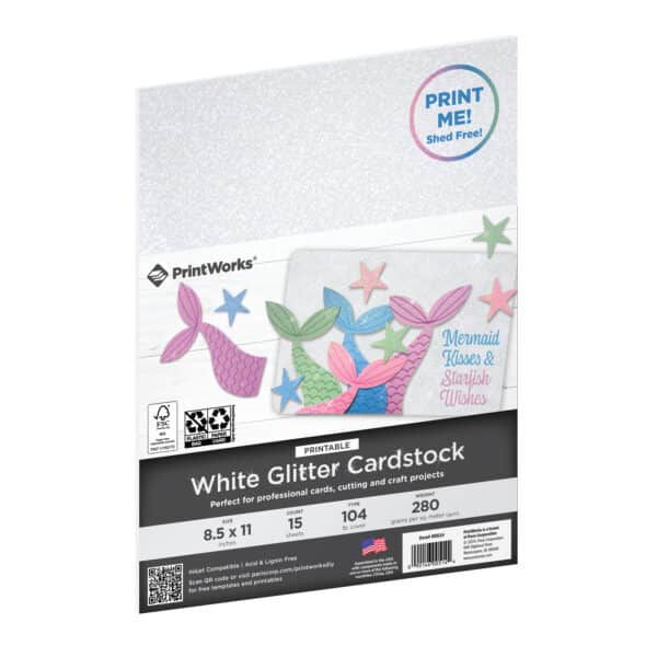 White Glitter Cardstock package