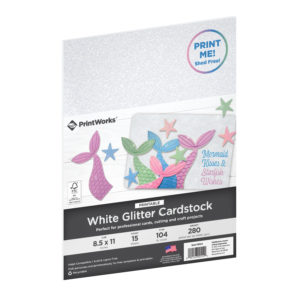 PrintWorks White Glitter Cardstock, glitter cardstock, glitter paper, holiday crafts, cardstock, card stock, White glitter cardstock