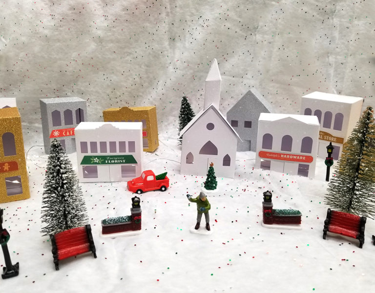 Create your own DIY Glitter Christmas Village Paris Corporation