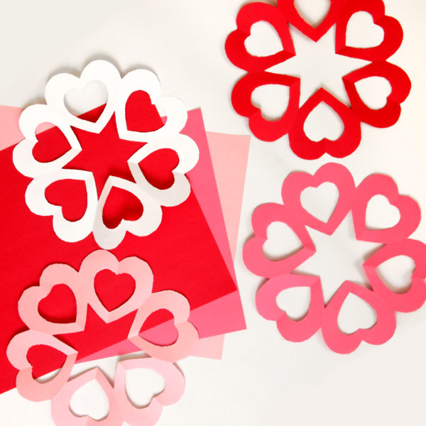 Valentine's Day paper heart snowflakes