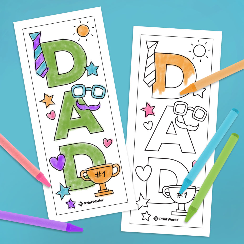 Printable Father's Day Coloring Bookmarks