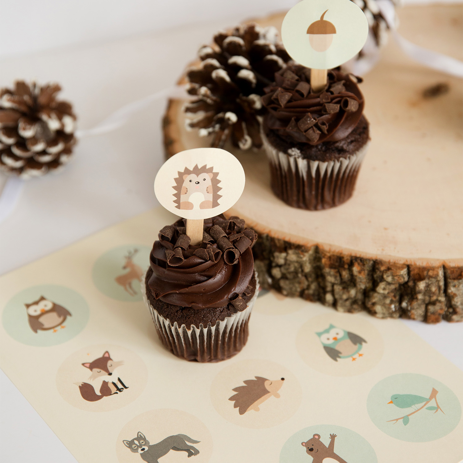 Woodland Animal Cupcake Toppers Free Download From PrintWorks