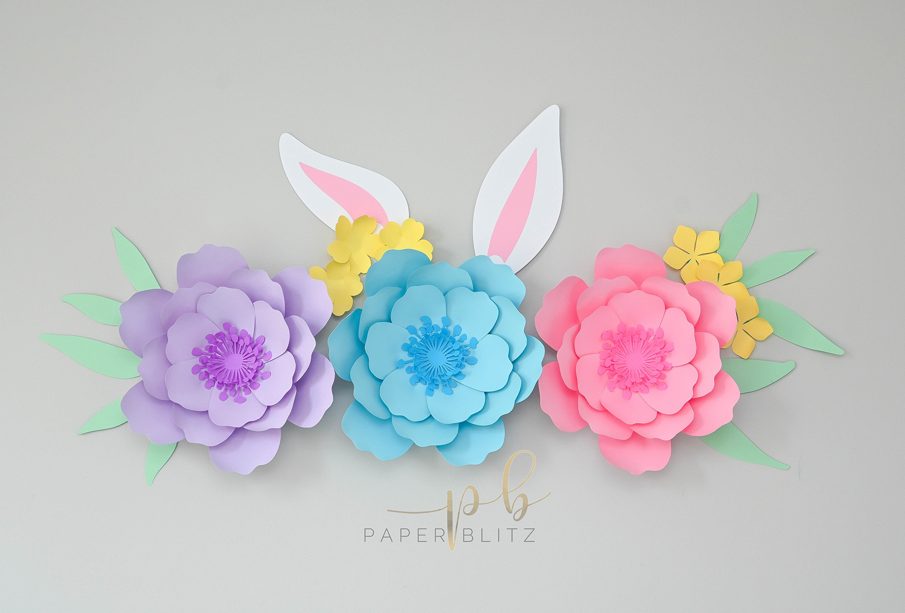 paper flowers with paper bunny ears