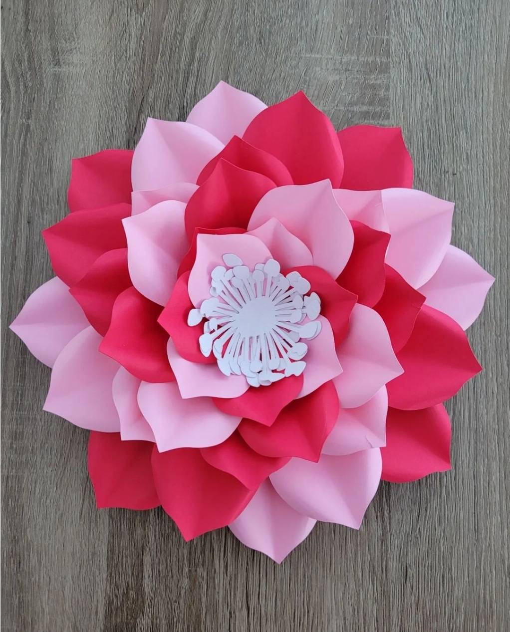 red and pink paper flower