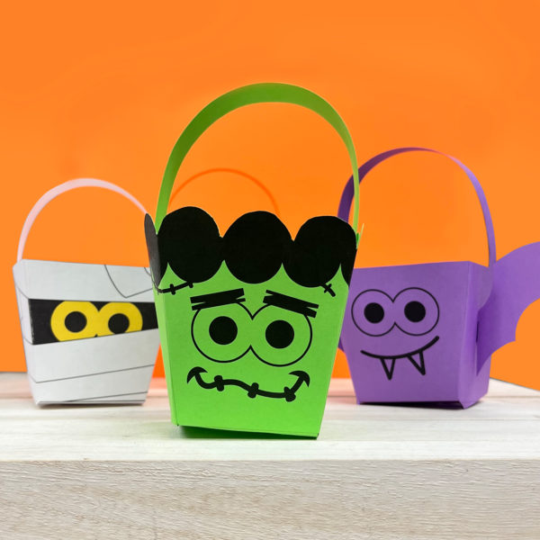 Halloween Mini Paper Baskets - Template from PrintWorks