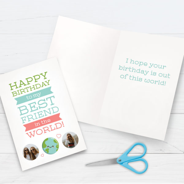 a card that reads, "happy birthday best friend"