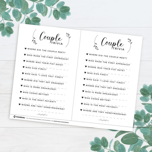 Image with Couple trivia game for engagement, parties or weddings