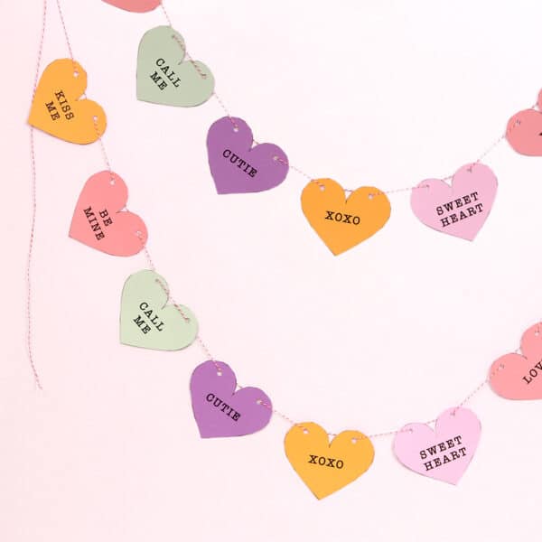Free printable download for Valentine's Day of Sweethearts Candy Garland