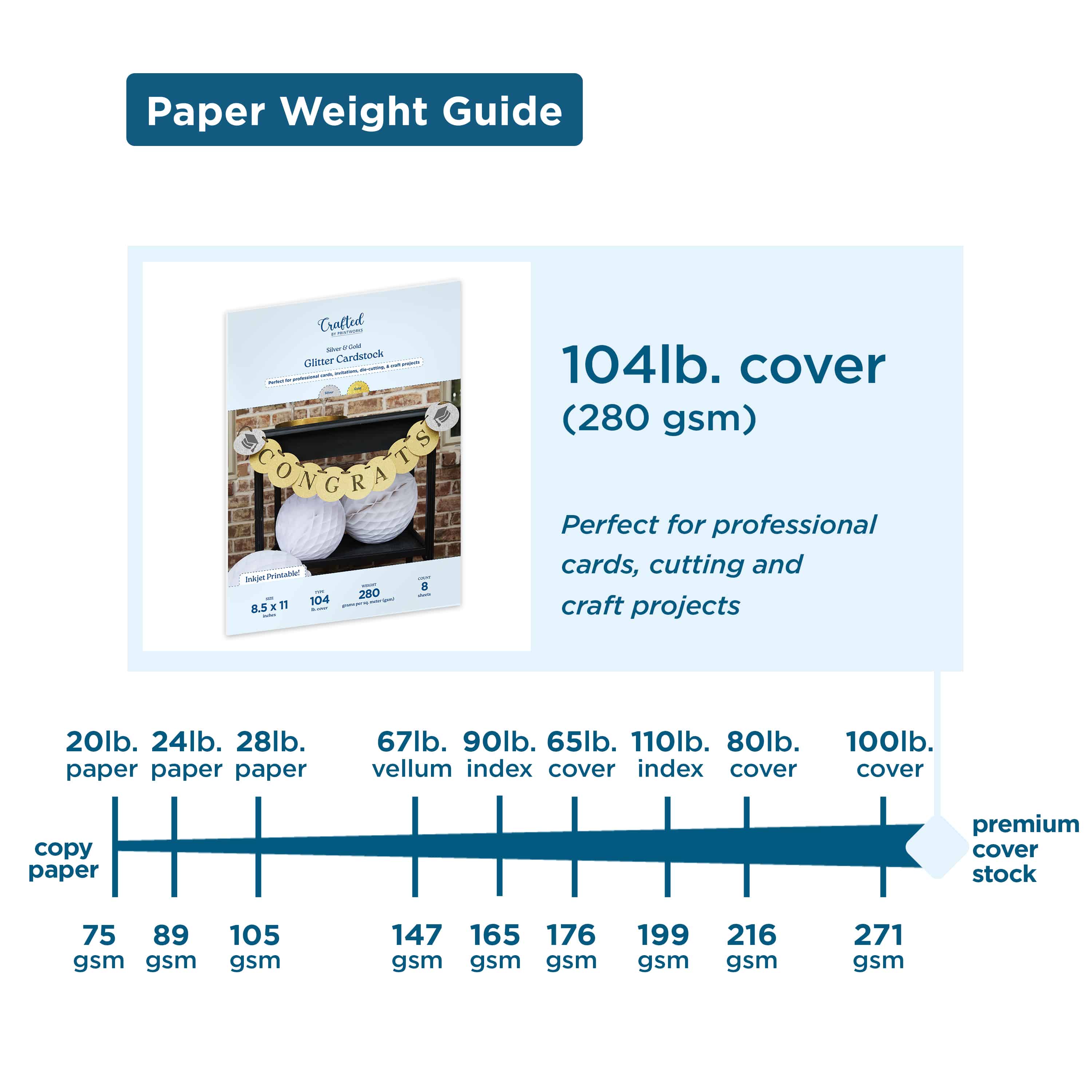 Crafted by PrintWorks Silver & Gold Glitter Cardstock - Image 3